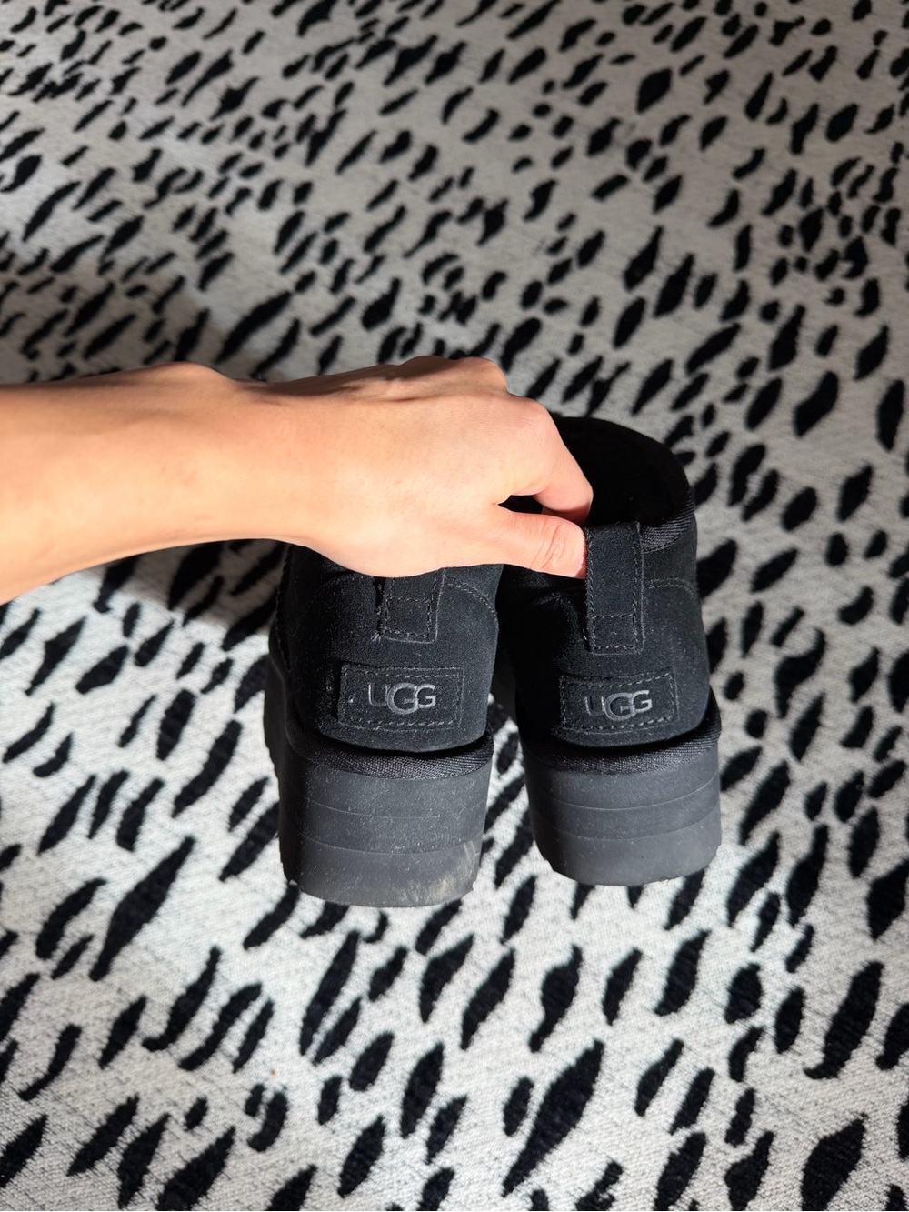 Women's Black Platform Mini Ugg Boots - Picture 2 of 5